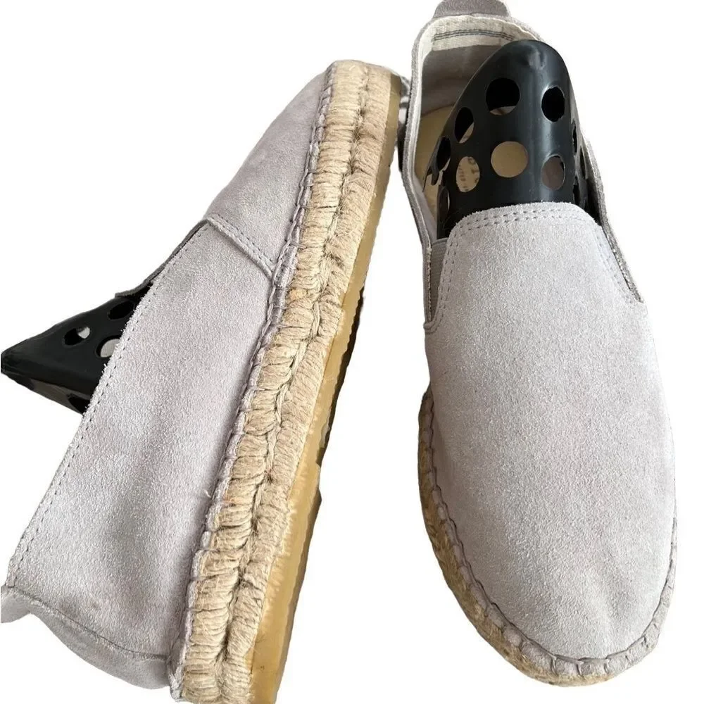 Fabiolas grey/taupe espadrille slip on loafer flat sz 38